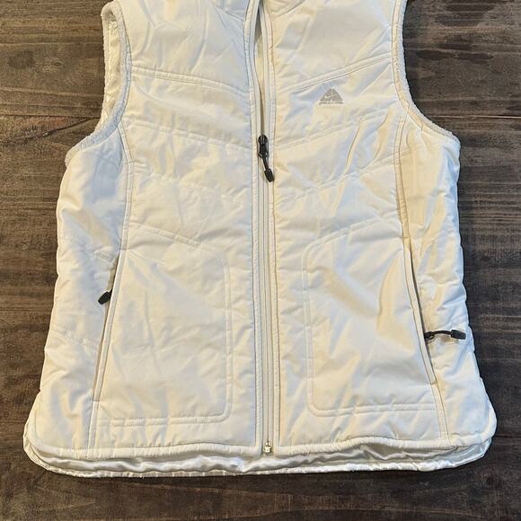 Nike ACG White Vest sz M Women's Quilted Puffer Vest Fur trim - Picture 9 of 10
